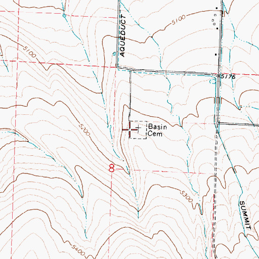 Topographic Map of Basin Cemetery, ID