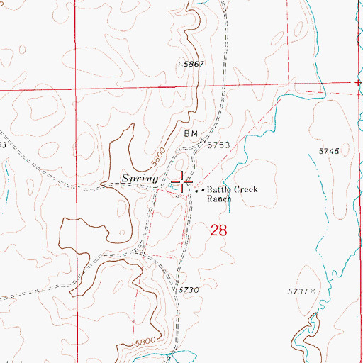Topographic Map of Battle Creek Ranch, ID