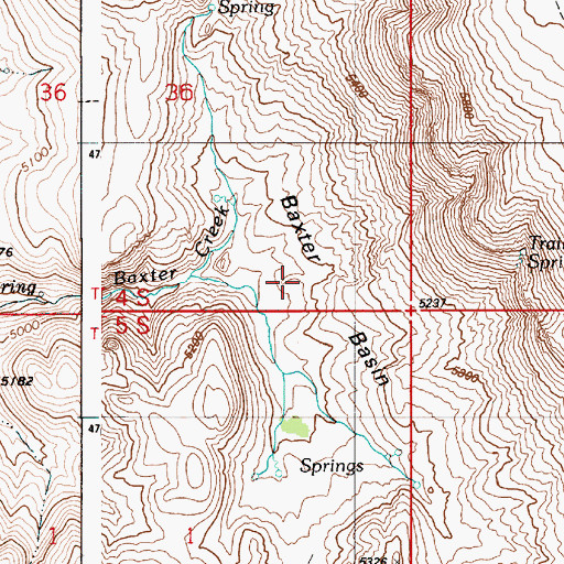 Topographic Map of Baxter Basin, ID