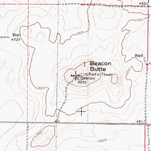 Topographic Map of Beacon Butte, ID