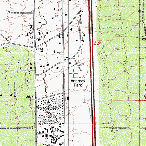 Topographic Map of Anamax Park, AZ