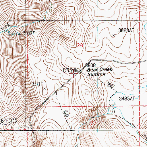Topographic Map of Bear Creek Summit, ID
