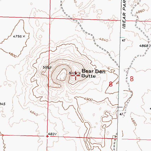 Topographic Map of Bear Den Butte, ID