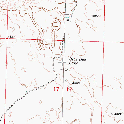 Topographic Map of Bear Den Lake, ID