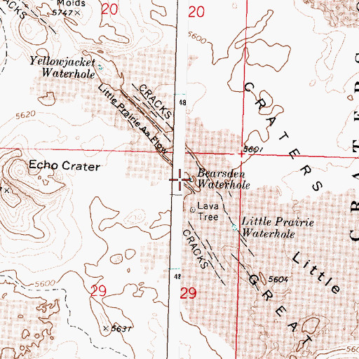 Topographic Map of Bearsden Waterhole, ID