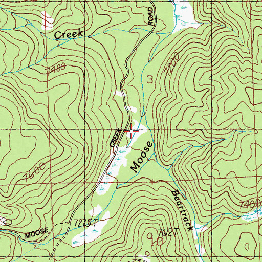 Topographic Map of Beartrack Creek, ID
