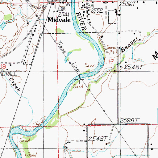 Topographic Map of Beaver Creek, ID