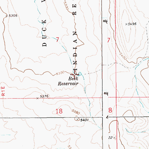 Topographic Map of Beck Reservoir, ID