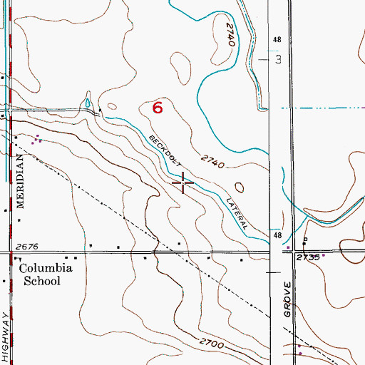 Topographic Map of Beckdolt Lateral, ID