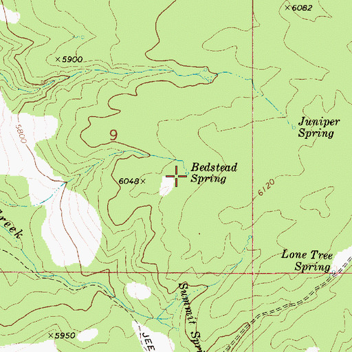 Topographic Map of Bedstead Spring, ID