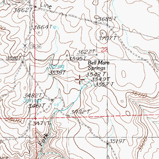 Topographic Map of Bell Mare Spring, ID