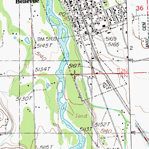 Topographic Map of Bellevue Canal, ID