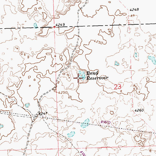 Topographic Map of Bend Reservoir, ID