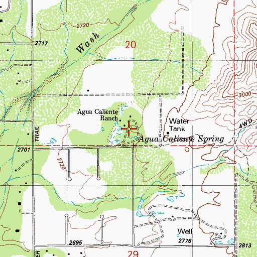 Topographic Map of Agua Caliente Well, AZ