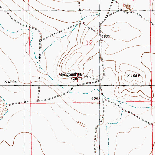 Topographic Map of Bengoechea Cabin, ID