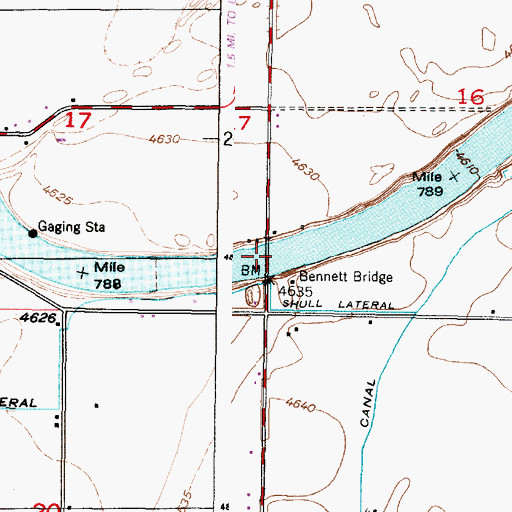Topographic Map of Bennett Bridge, ID