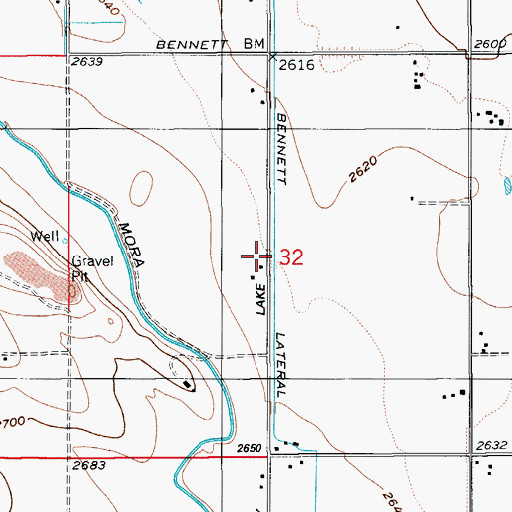 Topographic Map of Bennett Lateral, ID