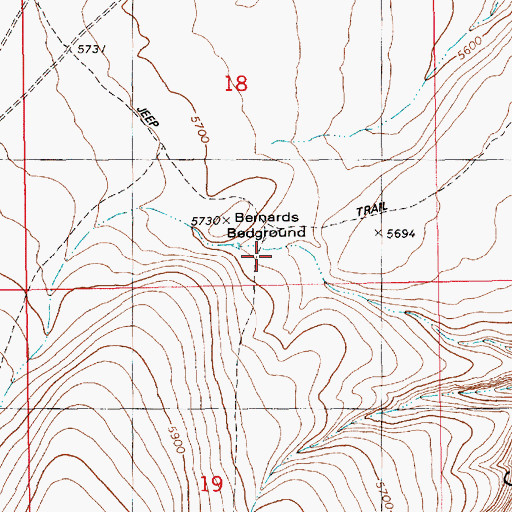 Topographic Map of Bernards Bedground, ID