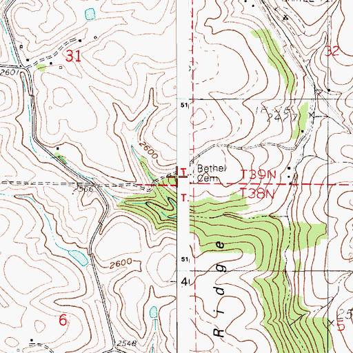 Topographic Map of Bethel Cemetery, ID