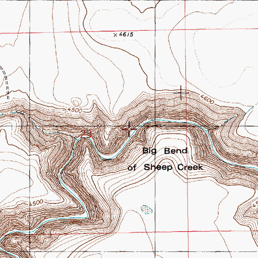 Topographic Map of Big Bend of Sheep Creek, ID