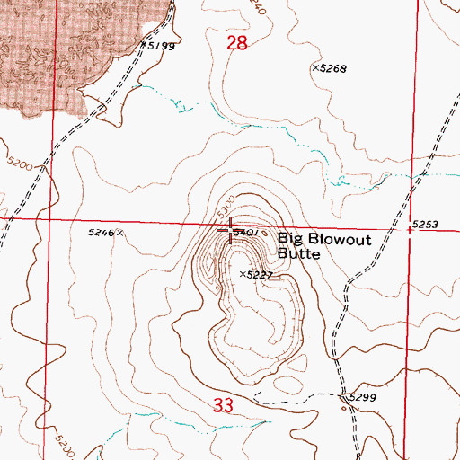 Topographic Map of Big Blowout Butte, ID