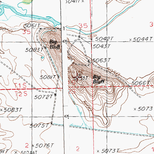 Topographic Map of Big Bluff, ID