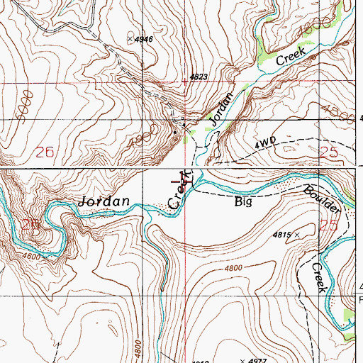 Topographic Map of Big Boulder Creek, ID