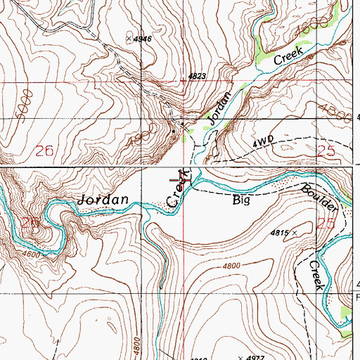 Topographic Map of Big Boulder Creek, ID