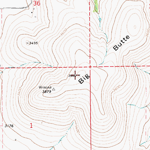Topographic Map of Big Butte, ID