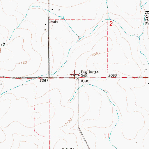 Topographic Map of Big Butte School, ID