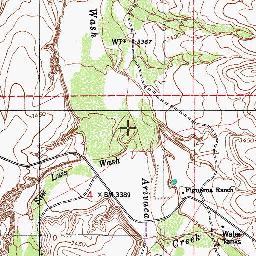 Topographic Map of Arivaca Creek, AZ