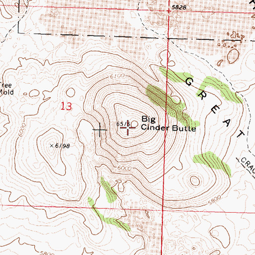 Topographic Map of Big Cinder Butte, ID