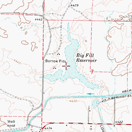 Topographic Map of Big Fill Reservoir, ID