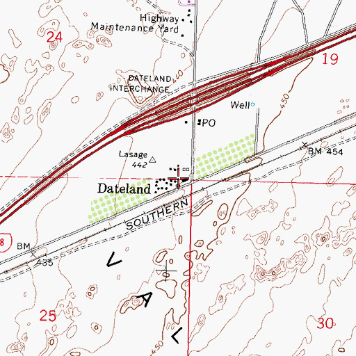 Topographic Map of Dateland, AZ