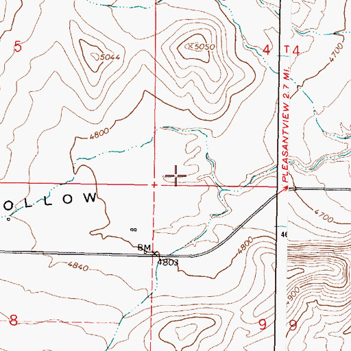 Topographic Map of Big Hollow, ID
