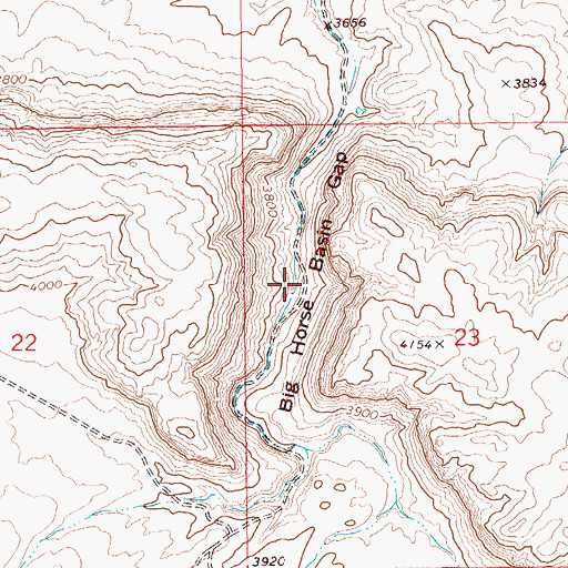 Topographic Map of Big Horse Basin Gap, ID