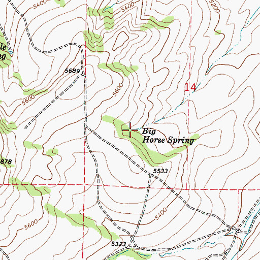 Topographic Map of Big Horse Spring, ID