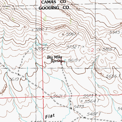Topographic Map of Big Mike Spring, ID