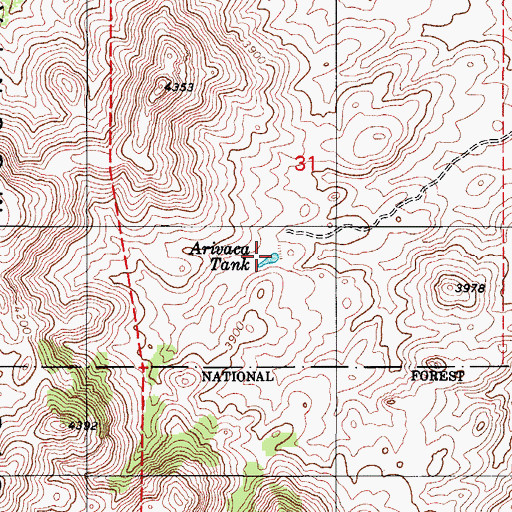 Topographic Map of Arivaca Tank, AZ