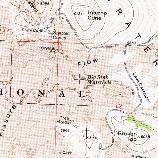 Topographic Map of Big Sink Waterhole, ID