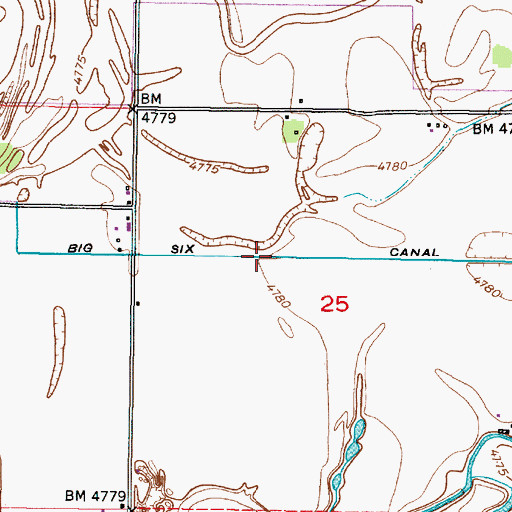 Topographic Map of Big Six Canal, ID