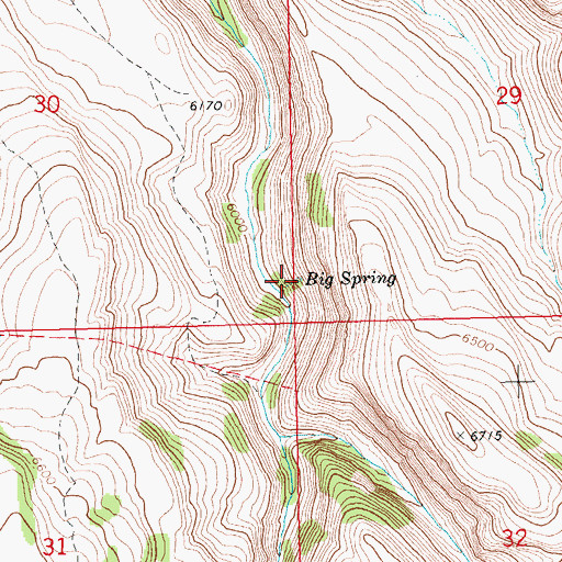 Topographic Map of Big Spring, ID