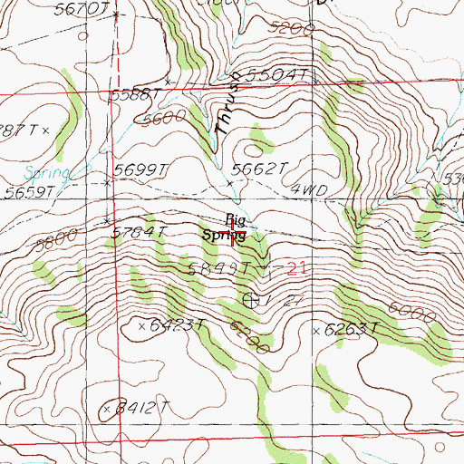 Topographic Map of Big Spring, ID