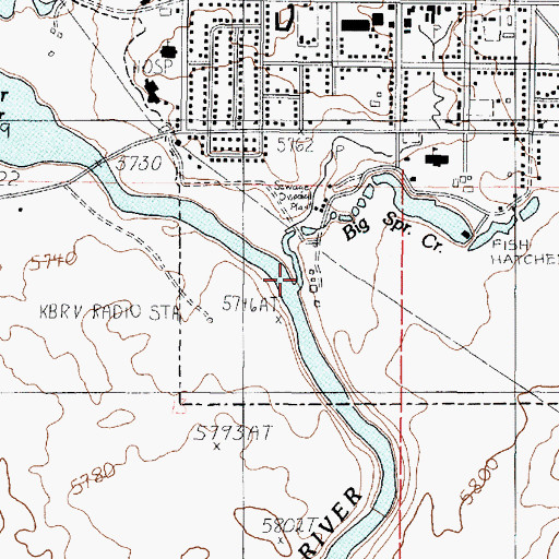 Topographic Map of Big Spring Creek, ID