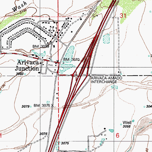 Topographic Map of Arivaca-Amado Interchange, AZ