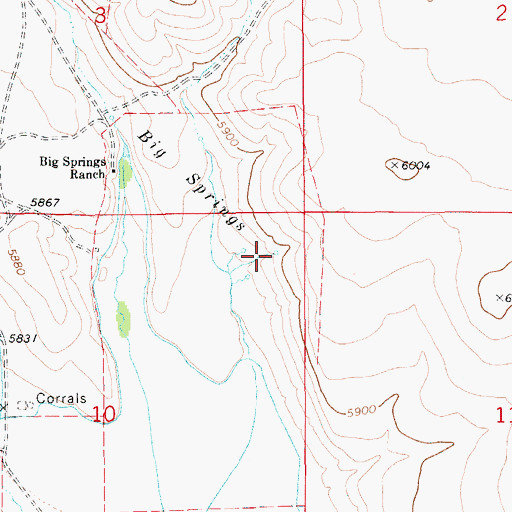 Topographic Map of Big Springs, ID