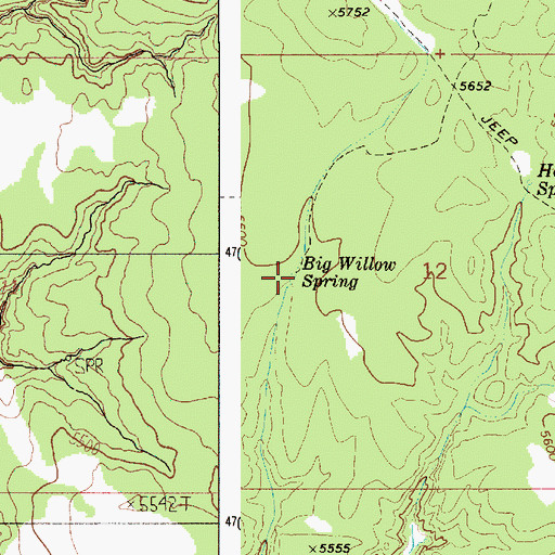 Topographic Map of Big Willow Spring, ID