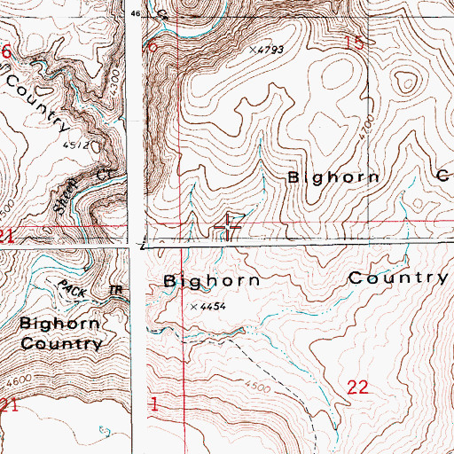 Topographic Map of Bighorn Country, ID