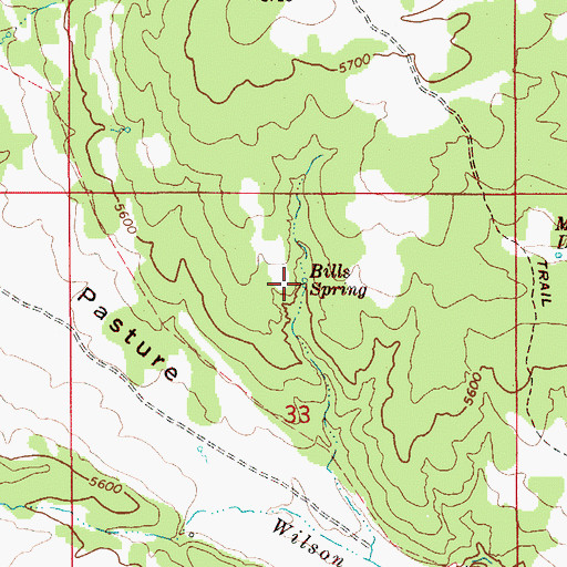 Topographic Map of Bills Spring, ID