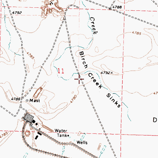 Topographic Map of Birch Creek Sinks, ID